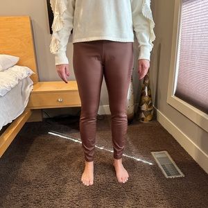 White House Black Market faux leather brown pants